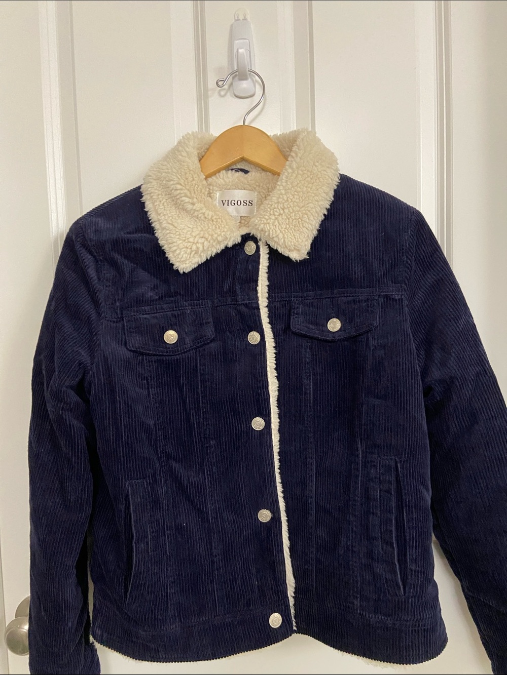 Vigoss Navy Corduroy Sherpa Collar Jacket